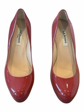 LK Bennett London Sledge Red Patent Leather Platform Pumps 38 7.5